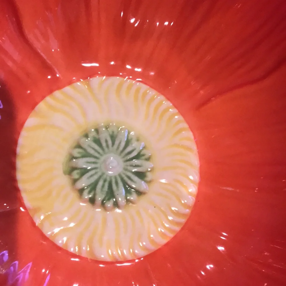 PIER 1 Bowls Red Yellow Flower Bowls Ice Cream Dishes Set of 2